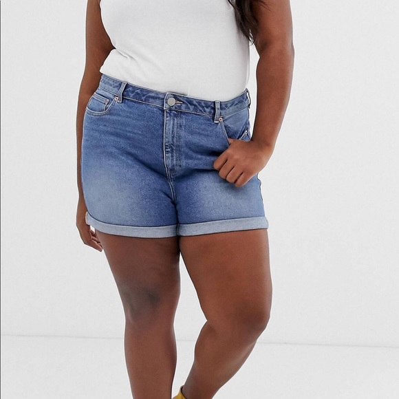 ASOS Curve Denim - Asos Curve Mom Short in Vintage Blue